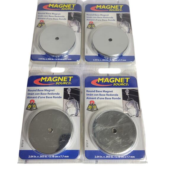 Magnet Source Round Base Magnet Pack of 4 holds 25lbs Garage Tools Signs Light - Picture 1 of 3